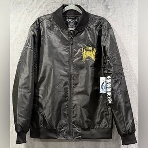 Rebel Vengeance Bomber Puffer Jacket Italian Art Men’s Size Large New With Tags